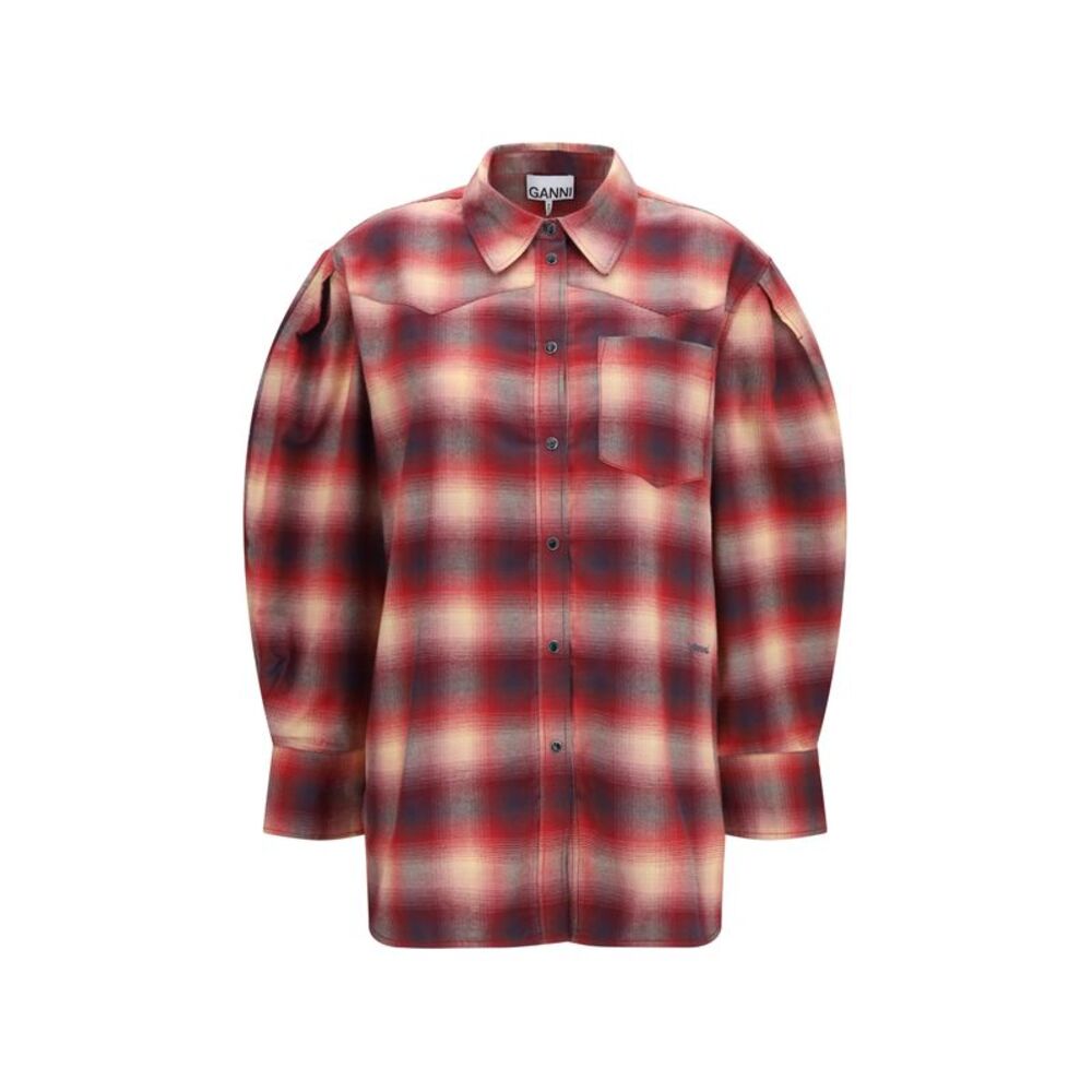 Ganni Women Cotton Flannel Check Shirt